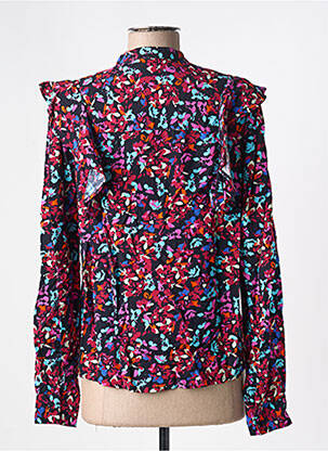 Chemisier col mao manches longues rouge PIECES femme