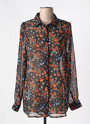 Chemisier imprimé fleurs manches longues orange ICHI femme