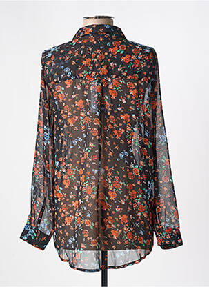 Chemisier imprimé fleurs manches longues orange ICHI femme