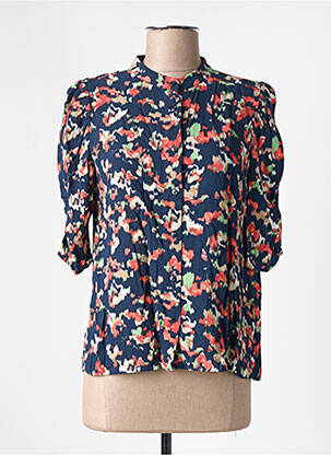 Chemisier manches courtes manches courtes bleu ICHI femme