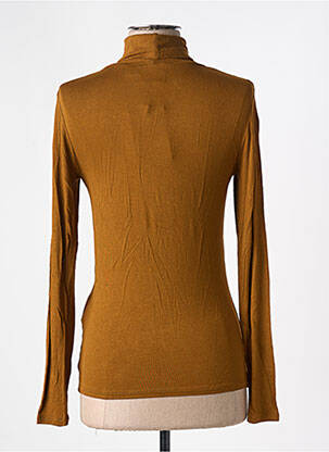 Pull col roulé coupe cintrée manches longues marron ICHI femme