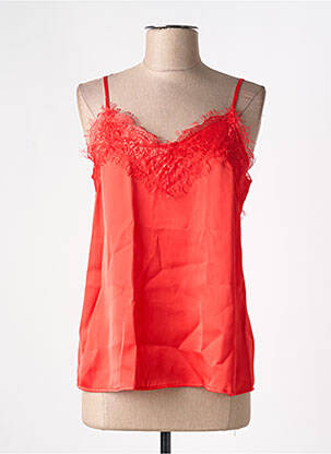 T-shirt col v fines bretelles rouge ICHI femme