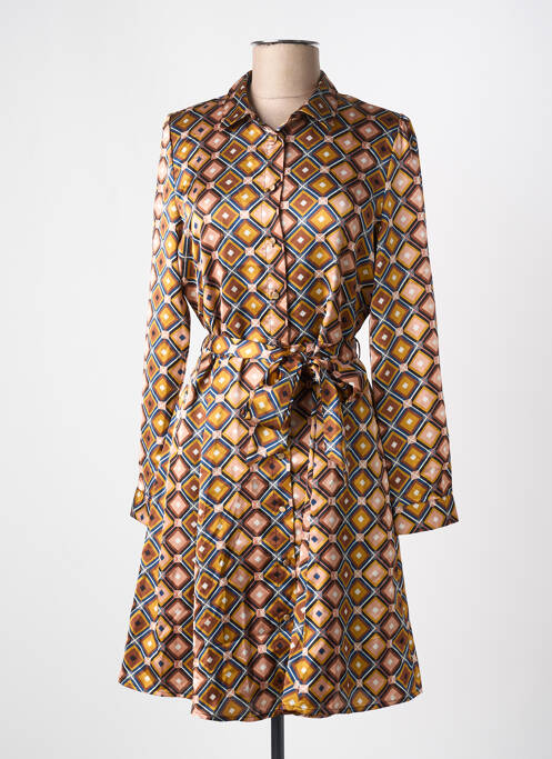 Robe mi-longue manches longues manches longues marron LA PETITE ETOILE femme