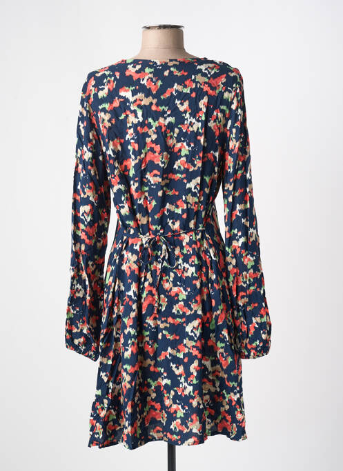 Robe mi-longue imprimé fantaisie manches longues bleu ICHI femme