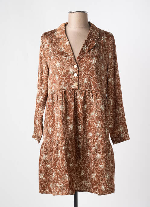 Robe courte manches longues manches longues marron LA PETITE ETOILE femme