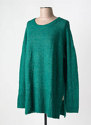 Pull tissage chiné manches longues vert ICHI femme