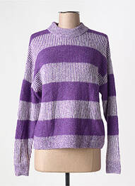Pull tissage chiné manches longues violet ICHI femme