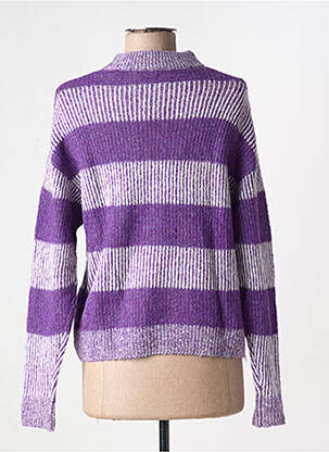 Pull tissage chiné manches longues violet ICHI femme