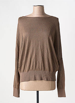 Pull col bateau manches longues marron GRACE & MILA femme