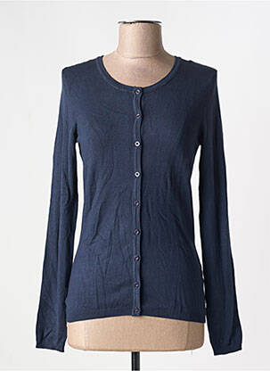 Gilet manches longues col rond bleu ICHI femme