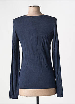 Gilet manches longues col rond bleu ICHI femme