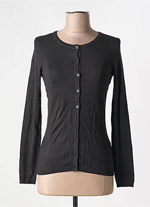 Gilet manches longues col rond noir ICHI femme