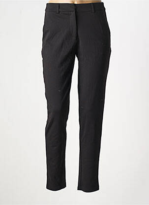 Pantalon chino fermeture zippée sous rabat avec crochet taille haute noir ICHI femme