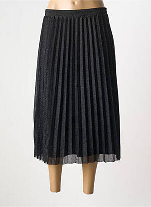 Jupe mi-longue stretch noir ICHI femme
