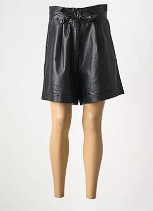 Short tissage simili-cuir taille haute noir GRACE & MILA femme