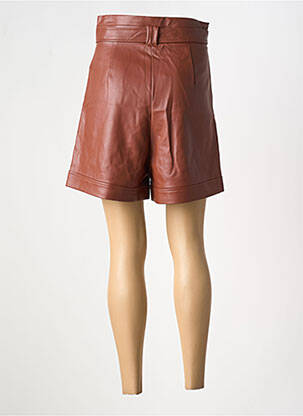 Short tissage simili-cuir taille haute marron GRACE & MILA femme