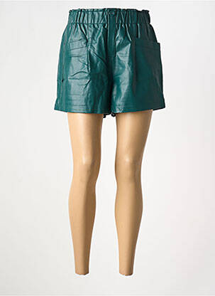 Short tissage simili-cuir taille haute vert MOLLY BRACKEN femme