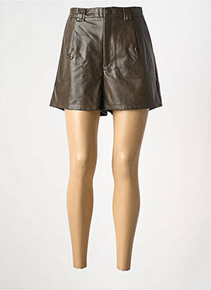 Short tissage simili-cuir taille haute marron MOLLY BRACKEN femme