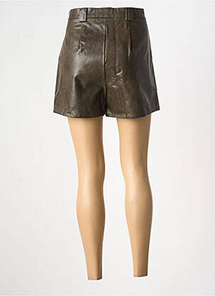 Short tissage simili-cuir taille haute marron MOLLY BRACKEN femme