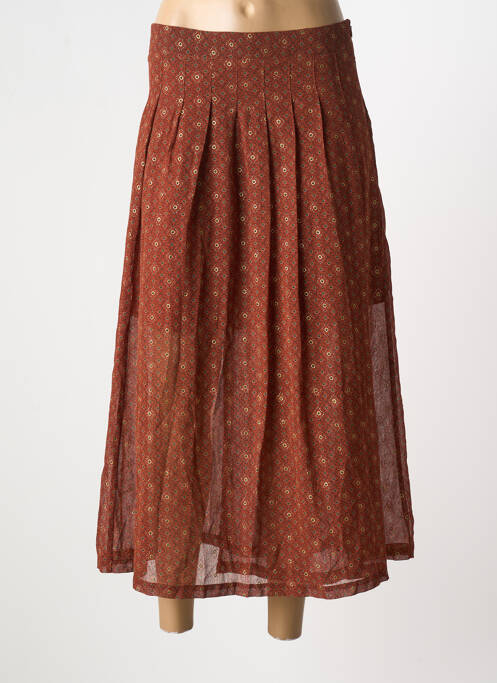 Jupe longue tissage crêpe marron MOLLY BRACKEN femme