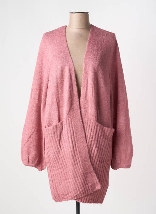 Gilet manches longues rose ICHI pour femme