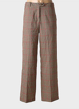 Pantalon flare fermeture zippée sous rabat avec crochet taille haute beige GRACE & MILA femme