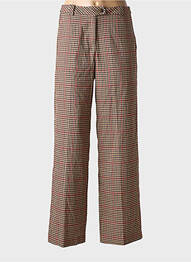 Pantalon flare fermeture zippée sous rabat avec crochet taille haute beige GRACE & MILA femme