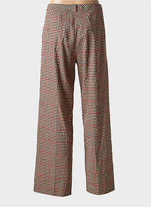Pantalon flare fermeture zippée sous rabat avec crochet taille haute beige GRACE & MILA femme