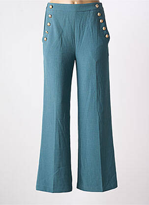 Pantalon flare taille élastique taille haute vert GRACE & MILA femme