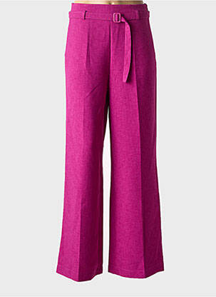 Pantalon flare taille à pinces taille haute violet STUDIO PARISIEN femme