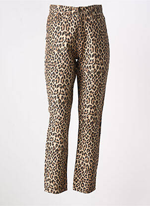 Jeans coupe slim stretch taille haute marron PIECES femme