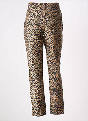 Jeans coupe slim stretch taille haute marron PIECES femme