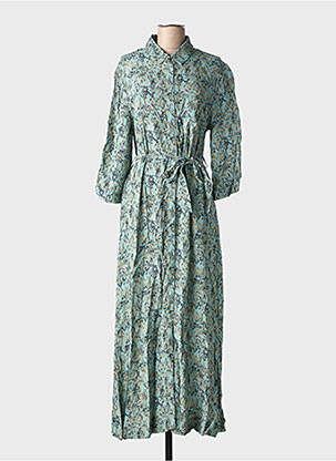 Robe longue imprimé fantaisie manches 3/4 vert GRACE & MILA femme
