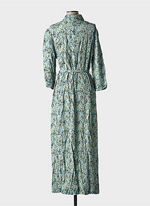Robe longue imprimé fantaisie manches 3/4 vert GRACE & MILA femme