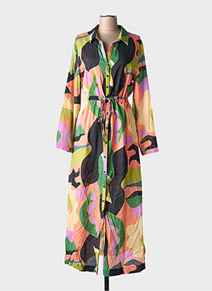 Robe longue manches longues manches longues vert GRACE & MILA femme