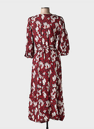 Robe longue imprimé fleurs manches 3/4 rouge GRACE & MILA femme