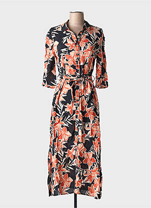 Robe longue imprimé fleurs manches 3/4 orange GRACE & MILA femme