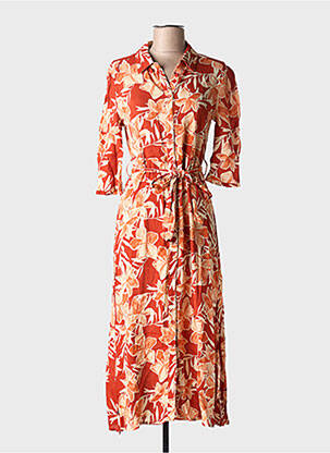 Robe longue imprimé fleurs manches 3/4 marron GRACE & MILA femme
