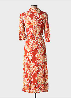 Robe longue imprimé fleurs manches 3/4 marron GRACE & MILA femme