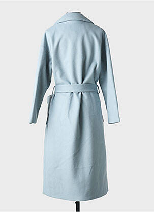 Manteau long fermeture pressionnée sans capuche bleu ICHI femme
