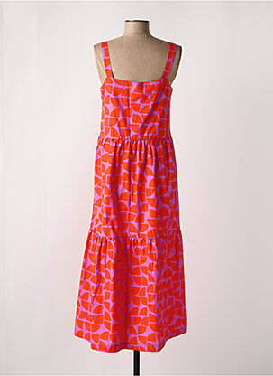 Robe mi-longue imprimé fantaisie sans manche rouge ROSSO 35 femme