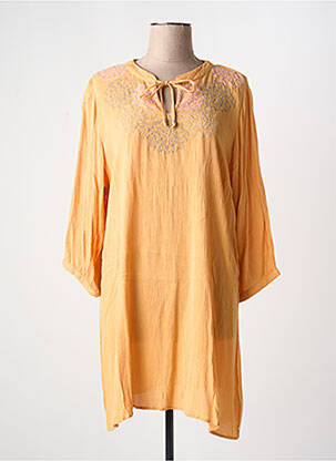 Tunique manches longues tissage crêpe orange ZHENZI femme