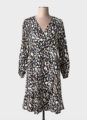 Robe mi-longue coupe évasée manches 3/4 noir CHRISTY femme