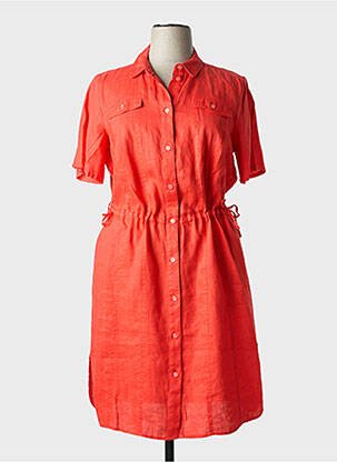 Robe mi-longue tissage crêpe manches courtes rouge BARBARA LEBEK femme