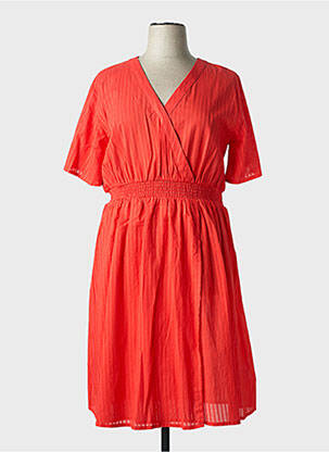 Robe mi-longue tissage crêpe manches courtes rouge ZE.ZE NORDIC femme