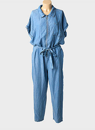 Combi-pantalon poches manches courtes bleu C'MELODIE femme