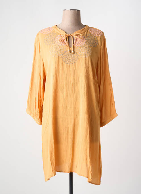 Tunique manches longues tissage crêpe orange ZHENZI femme
