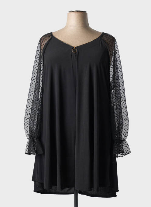 Robe courte manches longues manches longues noir 2W PARIS femme