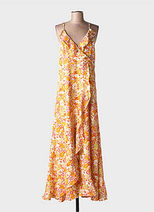 Robe longue manches bretelles ajustables fines bretelles orange MOLLY BRACKEN femme