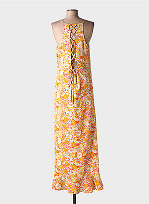 Robe longue manches bretelles ajustables fines bretelles orange MOLLY BRACKEN femme